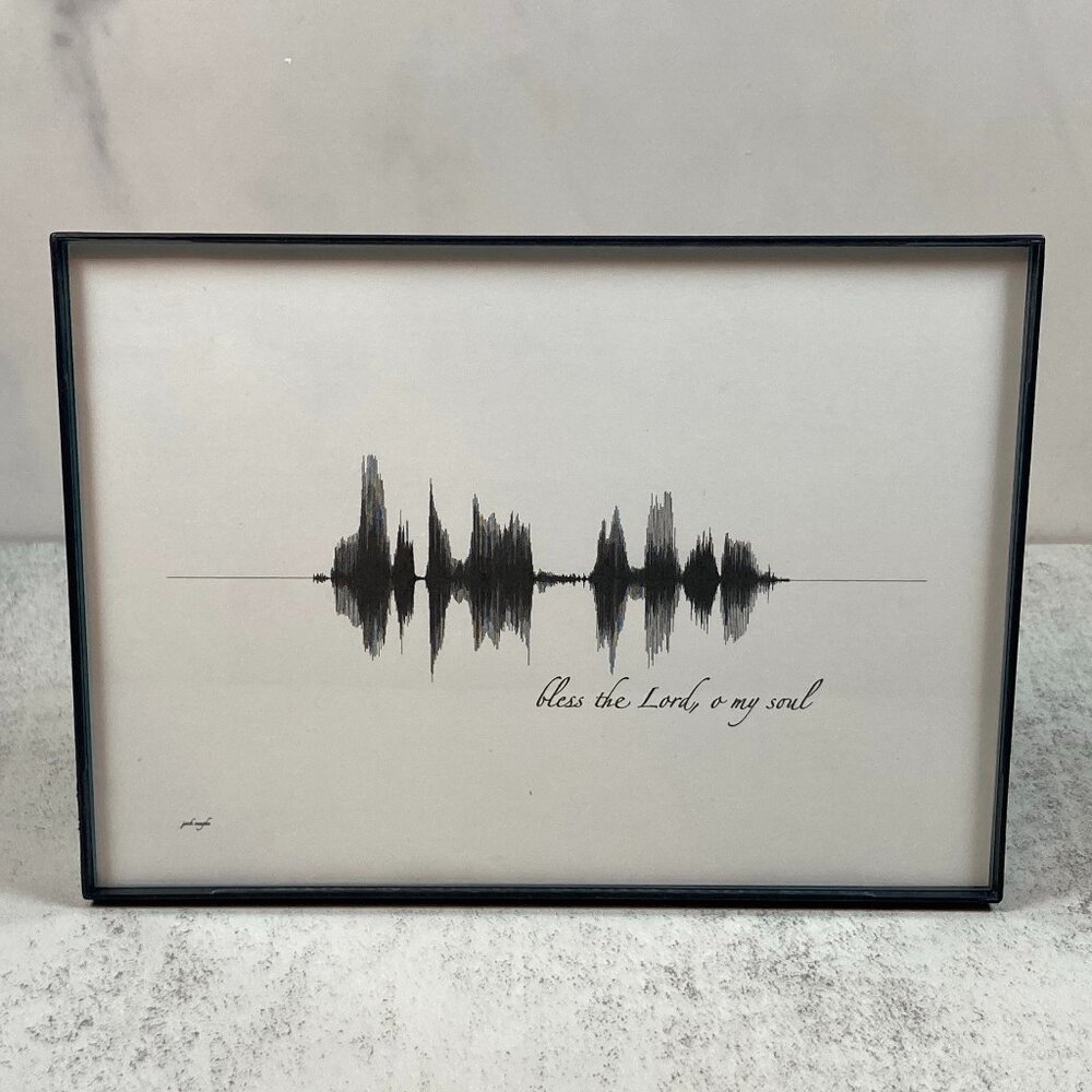 NEW Bless The Lord Soundwave Framed Wall Art 5x7in Black White Christian Modern